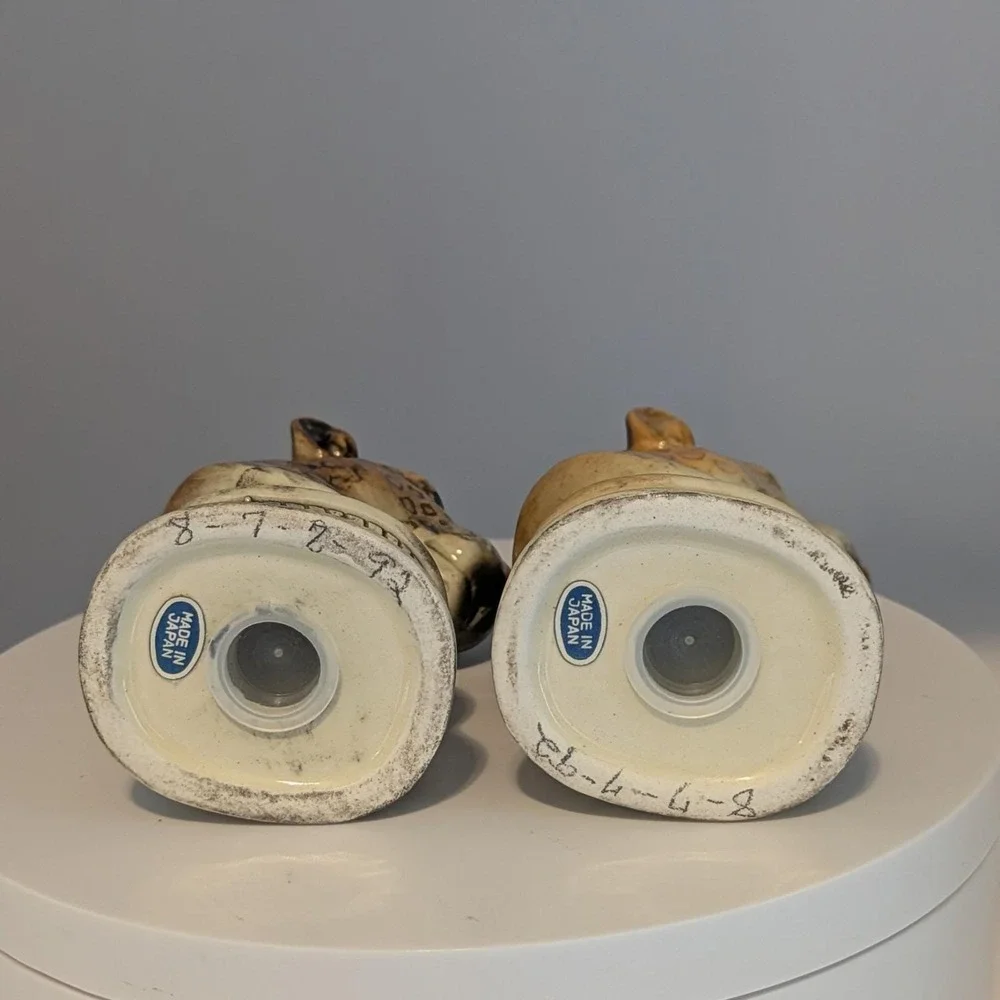 Vintage Ceramic Leopard Head Salt And Pepper Shakers Made In Japan